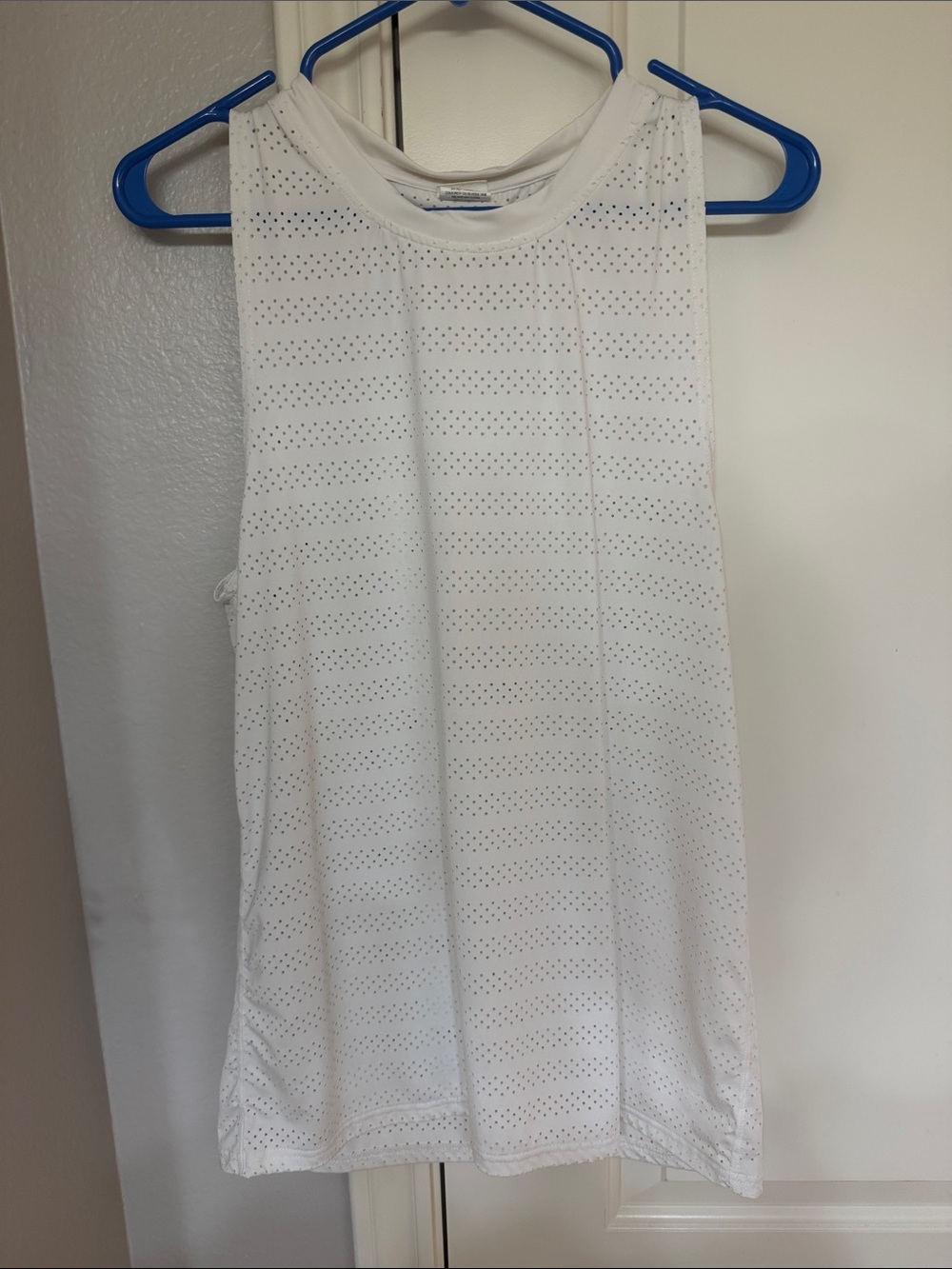Lightweight White Perforated Sleeveless Tank Top